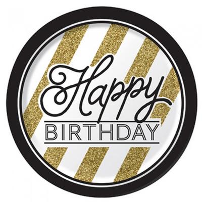 Converting Black And Gold Paper Plates (Pack Of 8)