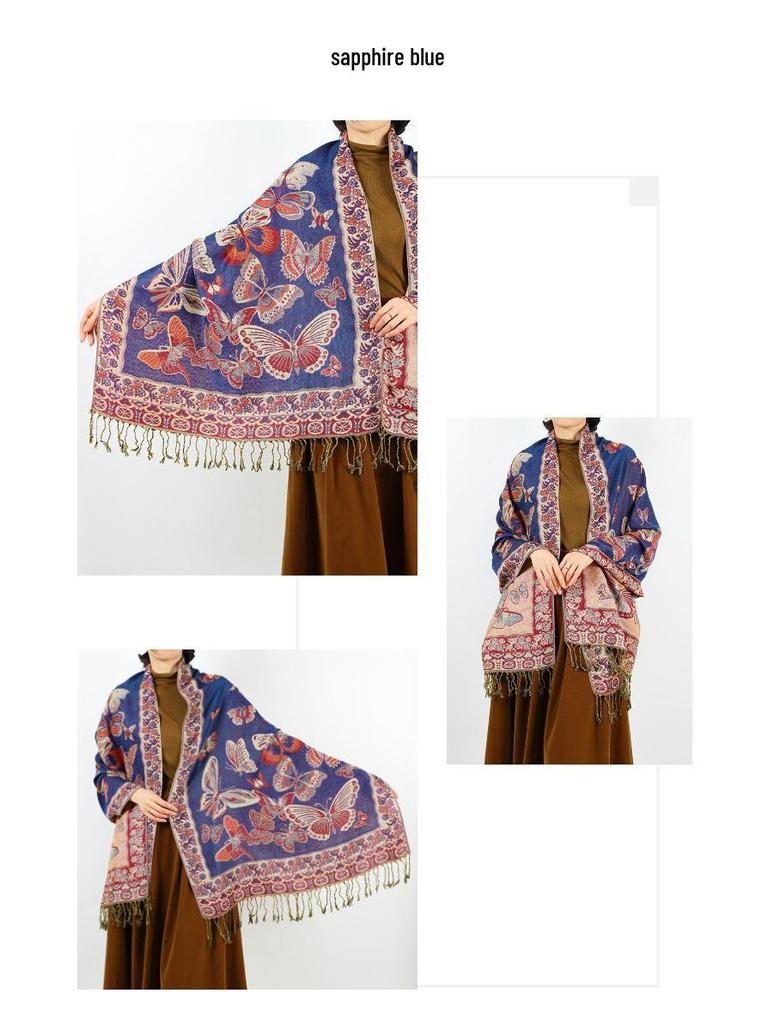 2024 Retro Ethnic Tassel Long Shawl Scarf for Women - Autumn/Winter Fashion Neck Warmer