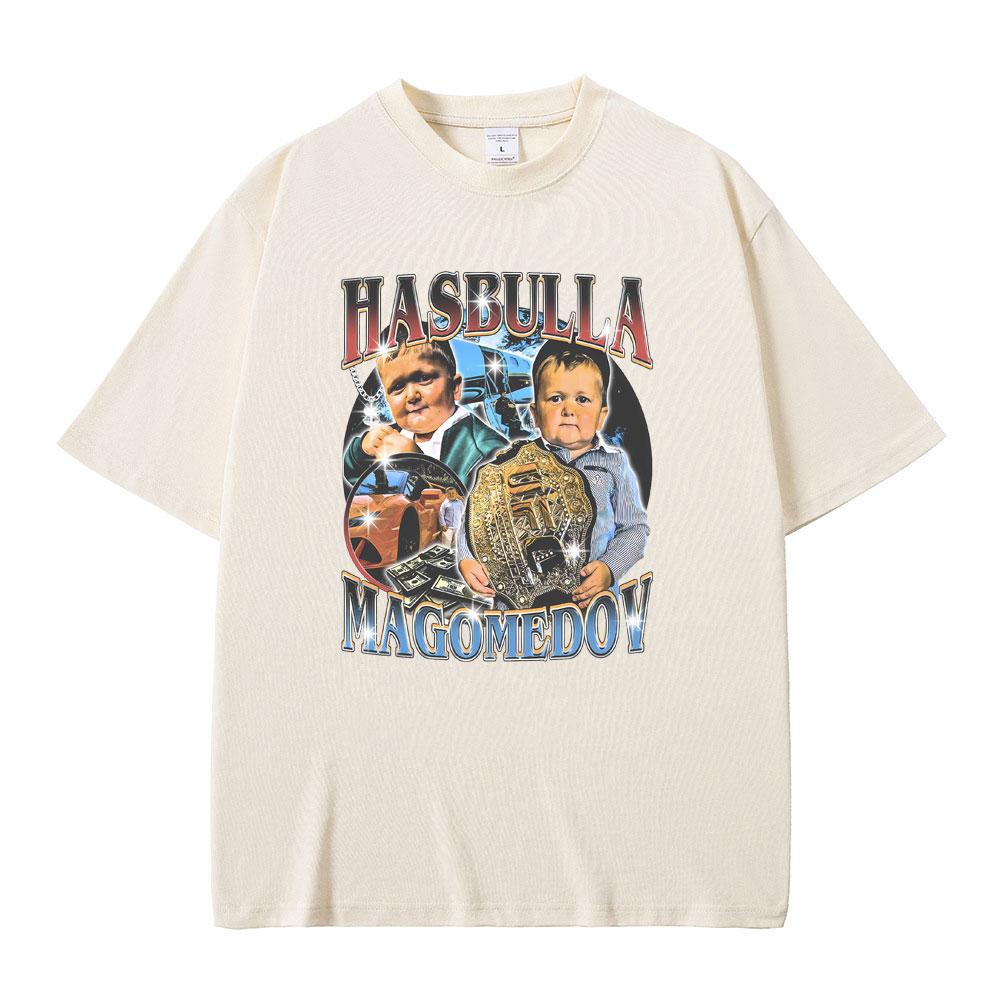 Hasbulla Magomedov Funny Meme T-shirt Men's Vintage Oversized Tshirt Men Women Casual 100% Cotton T Shirt Short Sleeve Fan Gift