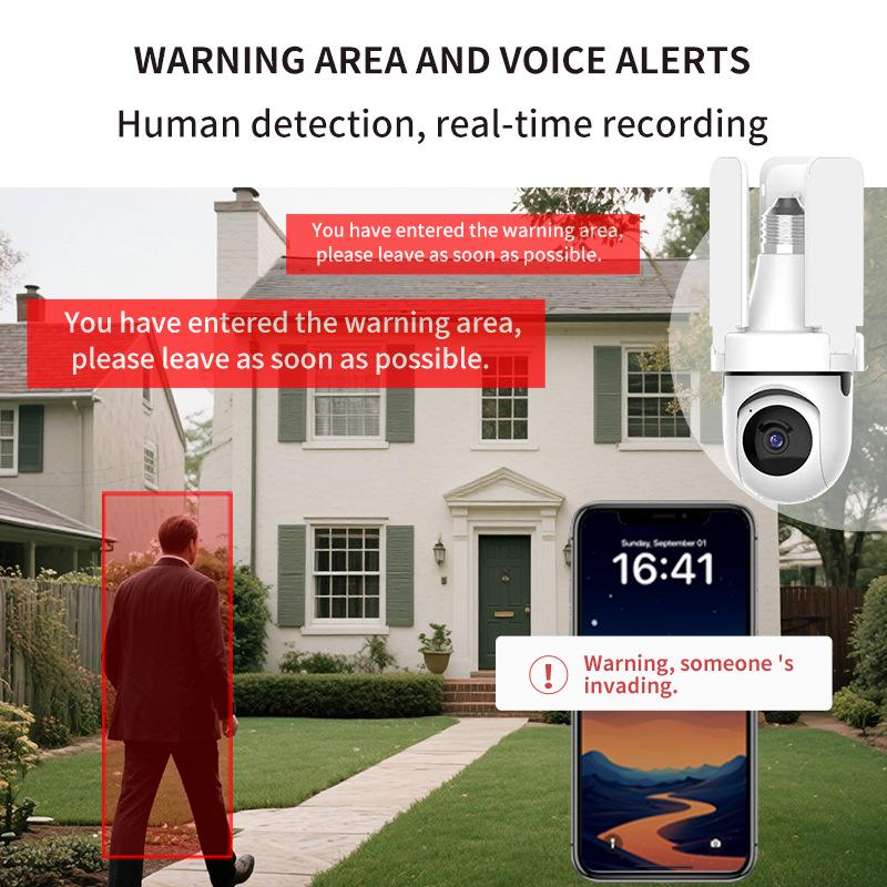 E27 3MP PTZ Panoramic Wireless Full-Color HD Surveillance Bulb Camera