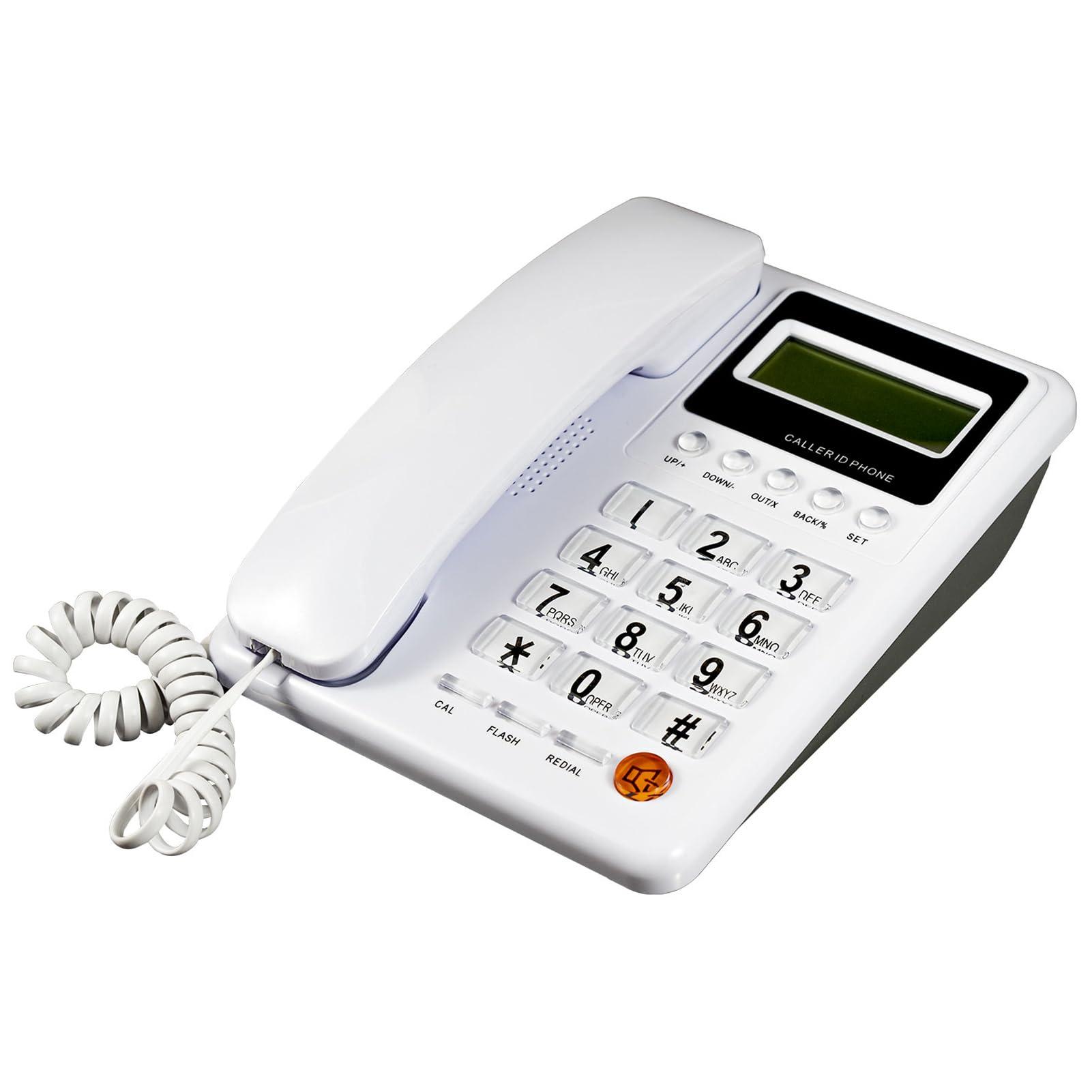 

Проводной стационарный телефон с отображением времени и даты для эффективной офисной связи, настольный проводной телефон с дисплеем белый
