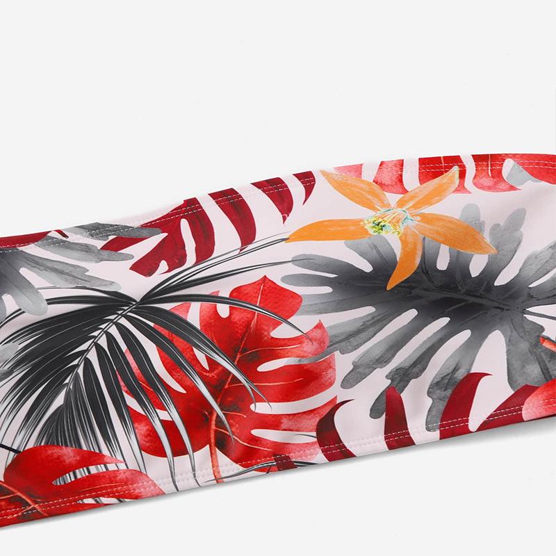 2025 Plus Size Print Bandeau Swimsuit - European & American Style Bikini for Women