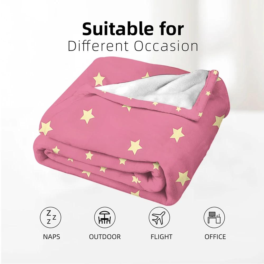 Pale Lemon Star Anime Cartoon Flannel Blanket Soft Warm Throw for Bedroom Sofa Car Kids Holiday Gift