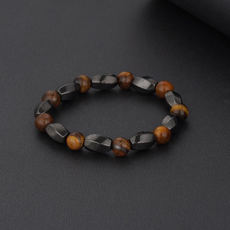 2023 European-American Black Gallstone Natural Stone Magnetic Couple Bracelet with Resin Blue Eye Beads.
