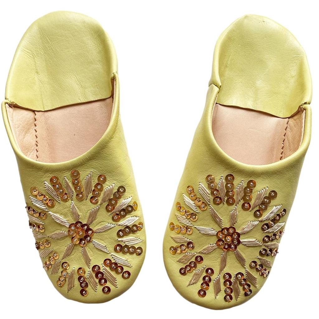 Sequined Babouche Bag Lemongrass L [dear Morocco] // // (24.5 cm)