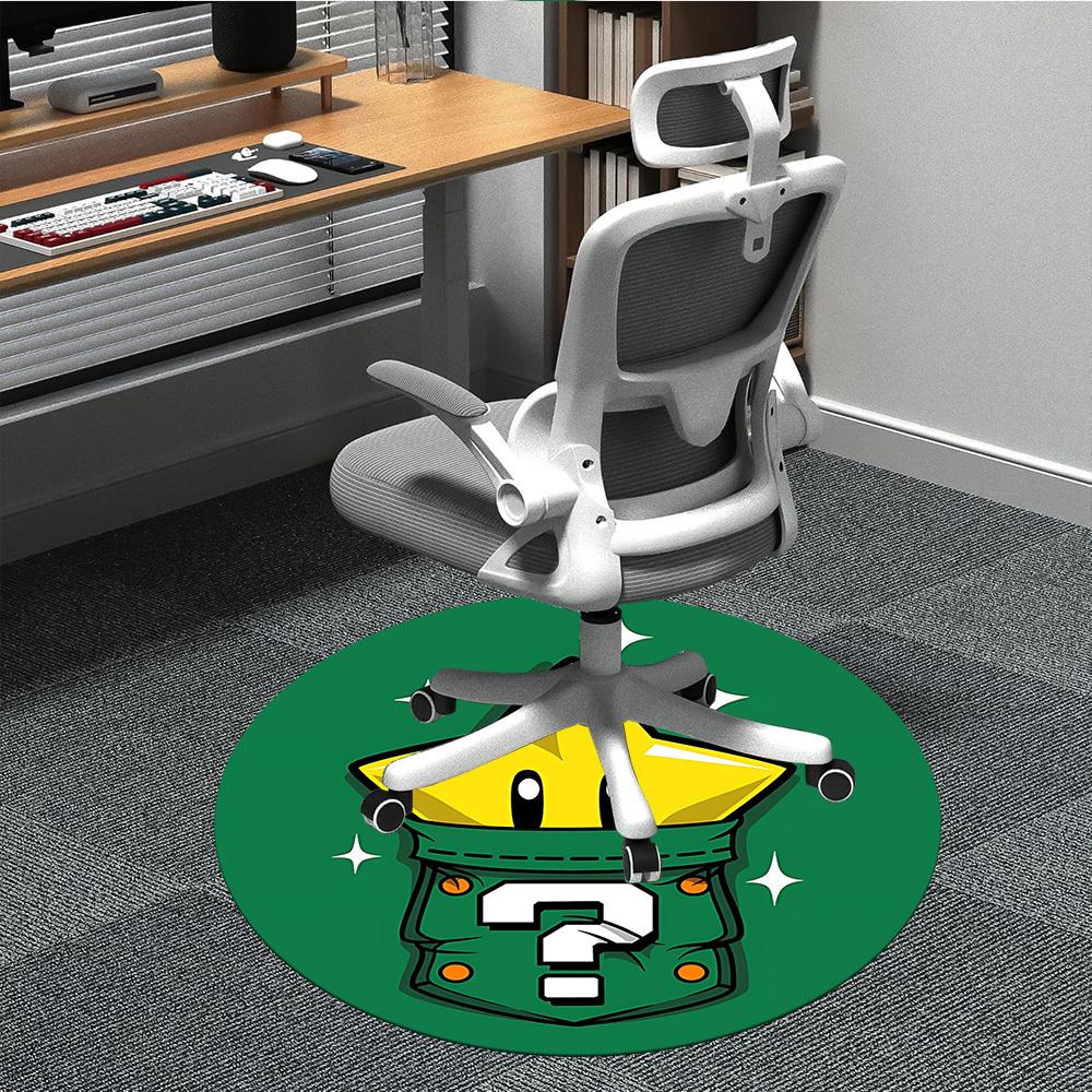

1pc Mario Star Hat Office Round Area Rug, Under Office Chairs Bedroom Living Room Home Decor, Available in Various Sizes 80cm by 80cm