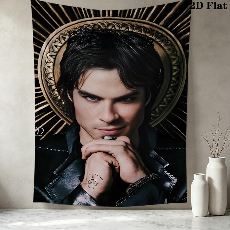Damon Salvatore Wall Tapestry Aesthetic Wall Hanging Printed Fabric Blanket Decorative Tapestries For Bedroom Living Room Home Decor