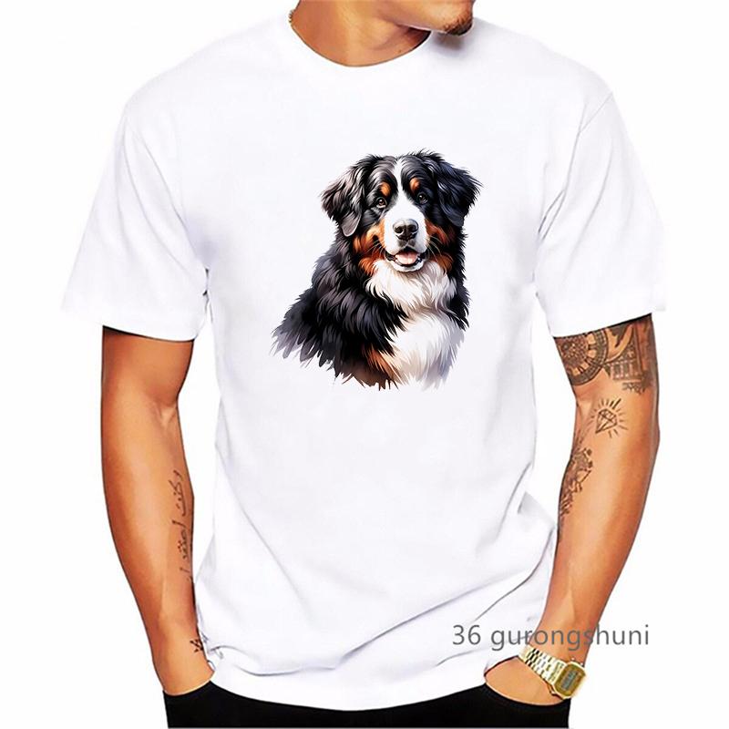 Bernese Mountain Dog Animal Printed T Shirt MenS Clothing Funny White Tshirt Homme Summer Fashion TShirt
