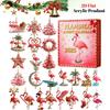 Flamingo Advent Countdown Calendar 2D Flat Acrylic Flamingo Christmas Ornaments for Flamingo Lovers Collectors and Holiday Gifts