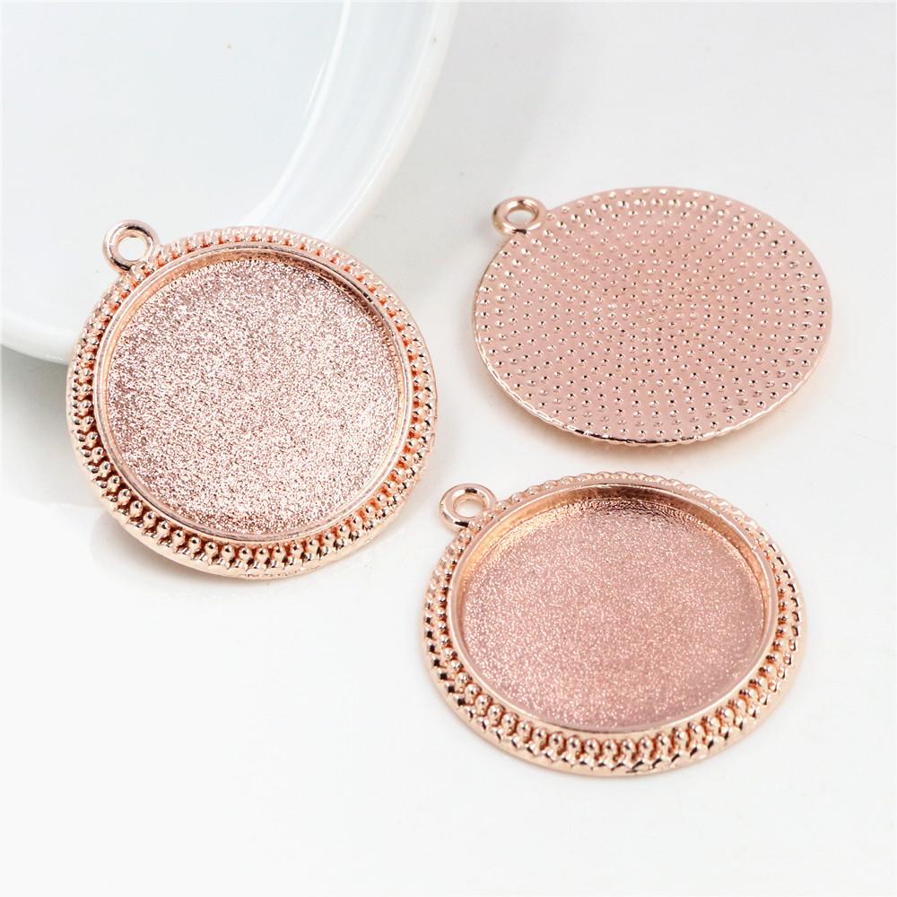 5pcs 25mm Inner Size Pendant Cabochons Blank Base Setting Bezel Tray Alloy DIY Jewelry Making Accessories for Necklace Keychains