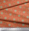 Soimoi Red Japan Crepe Satin Fabric Mandala Geometric Print Fabric by the Metre 42 Inch