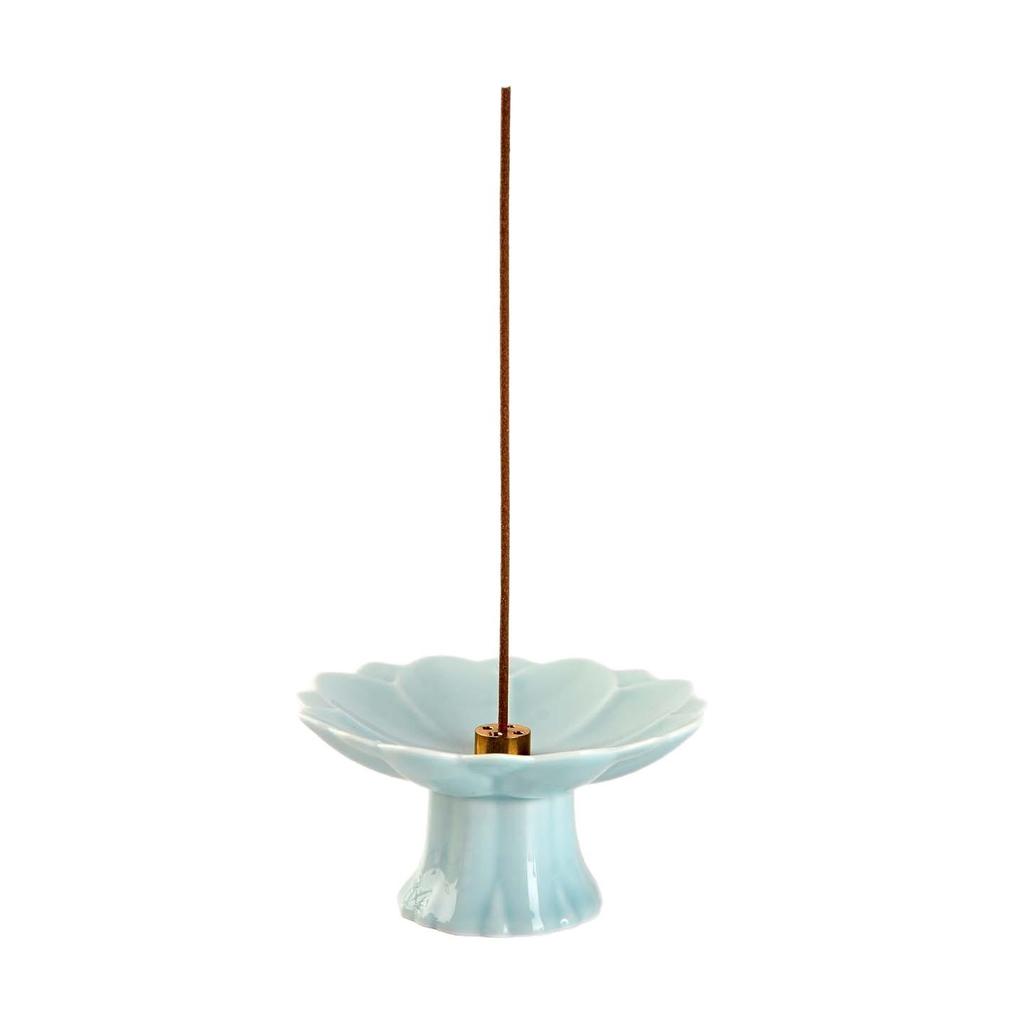 Zen Lotus Ceramic Incense Burner - Chinese Style Sandalwood & Stick Incense Holder for Home