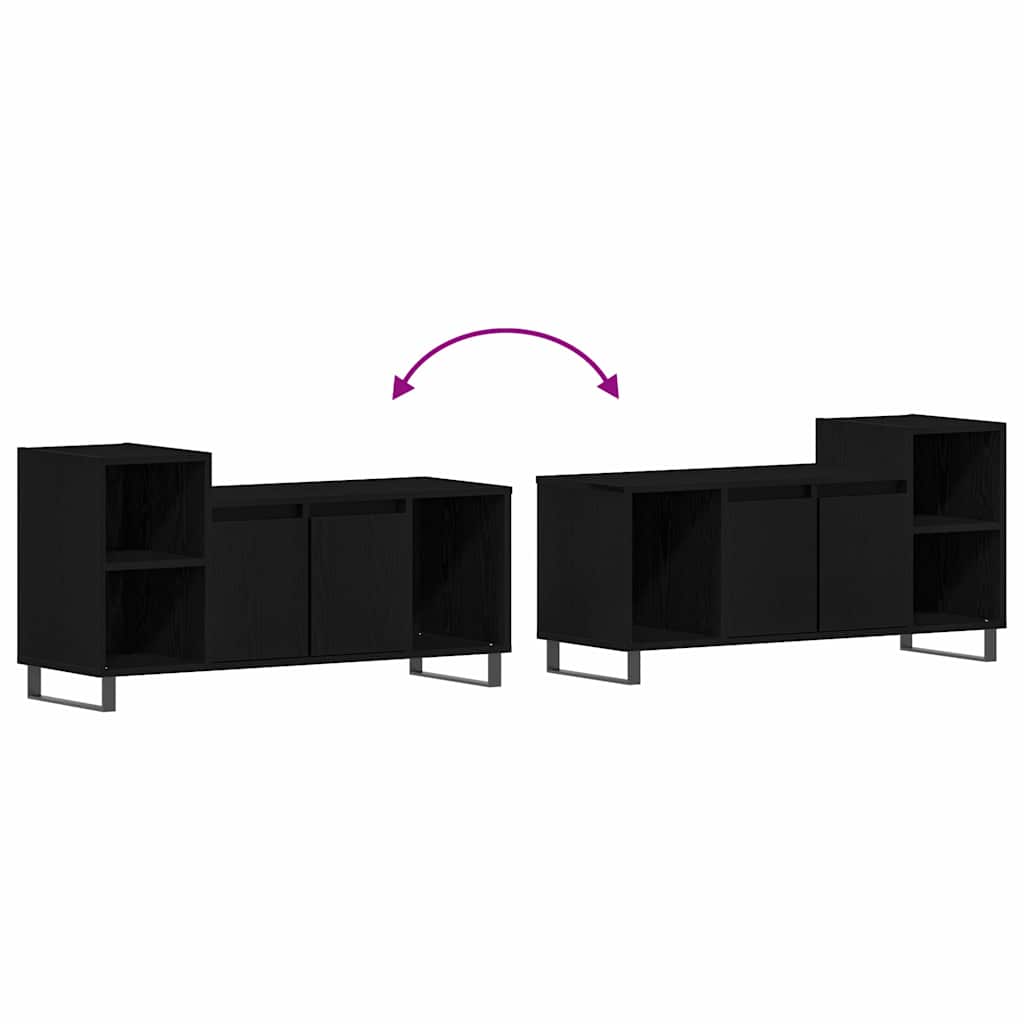 TV Cabinet Set Black Oak Effect 100 x 35 x 55 cm