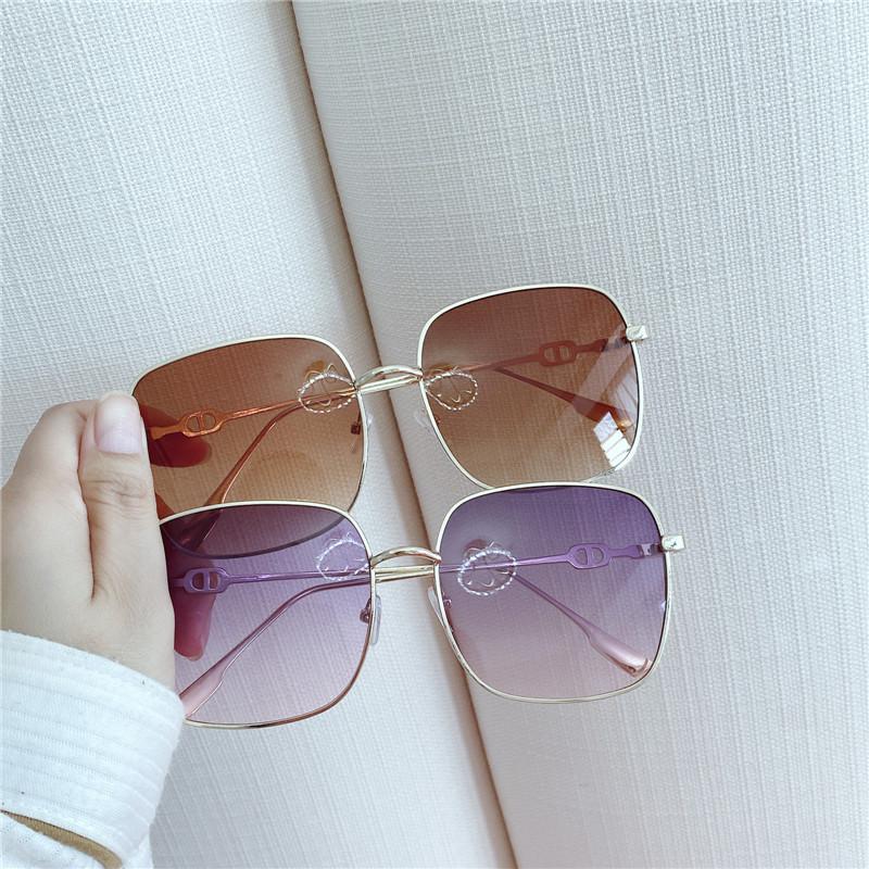 2PCS Square Sunglasses Women's Trendy UV Protection Gradient Color Retro Glasses Fashionable round Face Suitable Sun Glasses