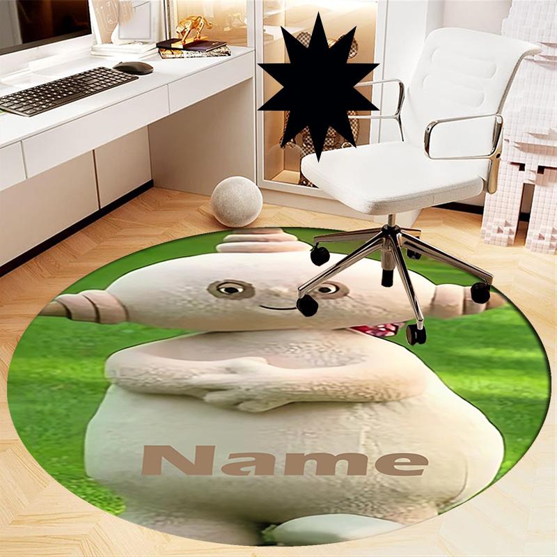 Custom Name In the Night Garden Printed Round Rug Carpet Chair Rug Area Rug Entryway Doormats,for Office Chair Living Room Bedroom Kitchen Room.