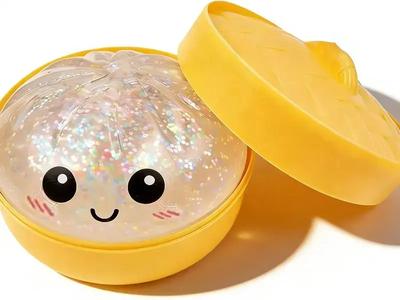 Giant Glitter Dumpling Squishy, Mega Rainbow Dumplings, Cute Anxiety Relief Fidget Toy with Steamer Box, Soft Squeeze Decompression Dough for Adults