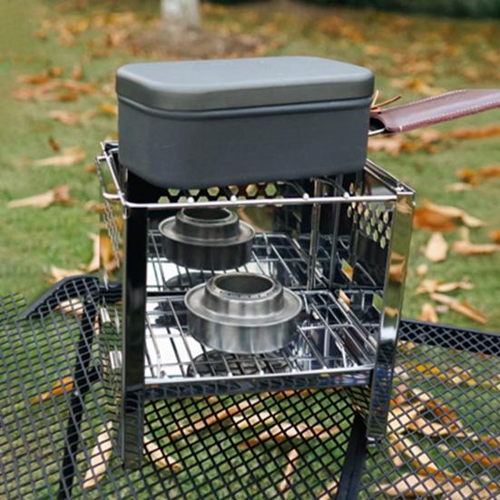 800ml Bento Box Anodizing Folding Handle Large Capacity Heat Resistant Aluminum Camping Bento Container Steaming Rack Outdoor Supply