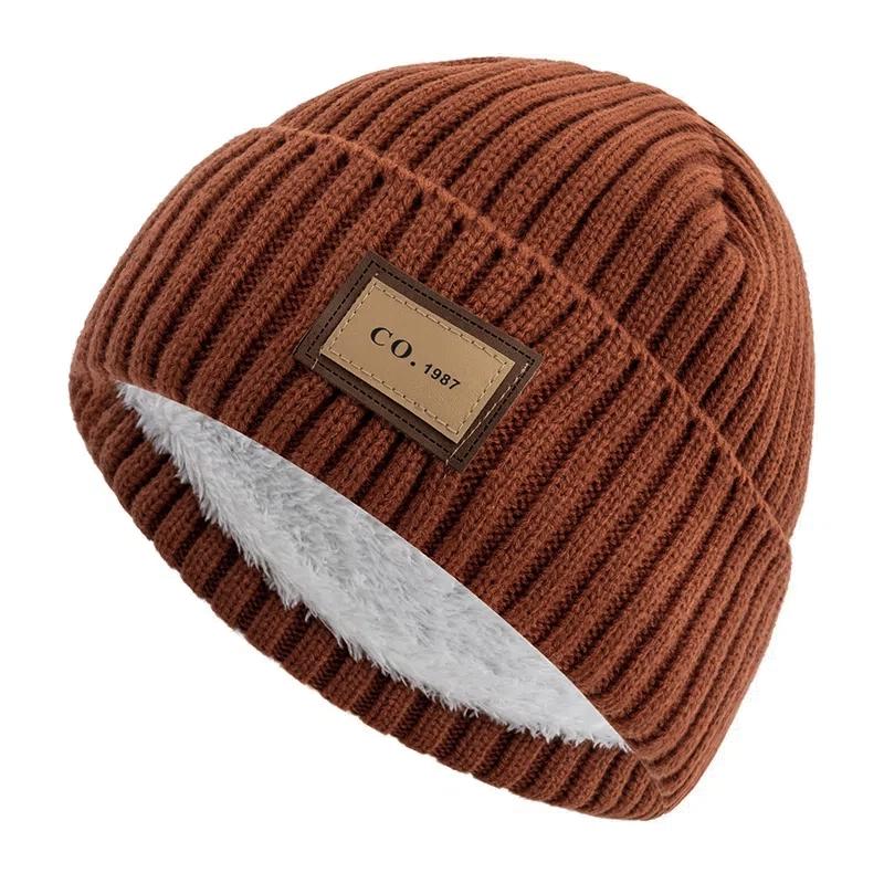 Unisex Warme Wintermütze Plüschfutter Warme Mütze 1987 Buchstaben Strickmütze Für Männer Frauen Outdoor Ski Sport Strickmütze