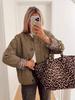 2024 Autumn/Winter Plus Size Leopard Print Cotton Jacket with Stand-Up Collar for Women - European & American Fashion.