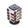 360° Rotating Brown Spice Rack with 16 Transparent Jars – Multipurpose Kitchen Masala Organizer, Condiment Storage Carousel Set