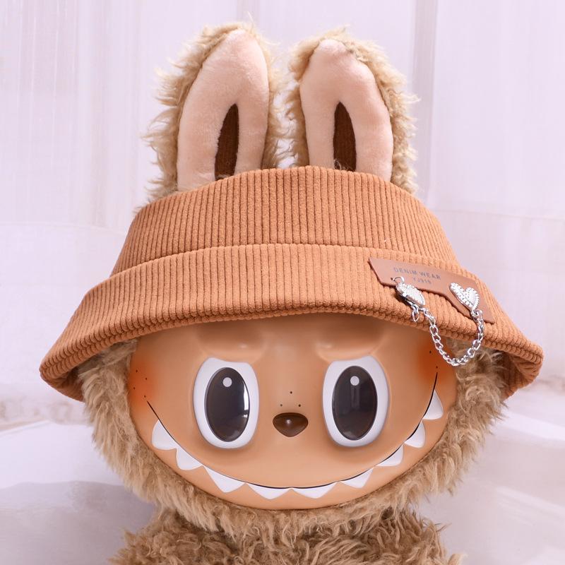 38cm Labubu Plush Doll Casual Outfit Set with Hat (Clothes Only)