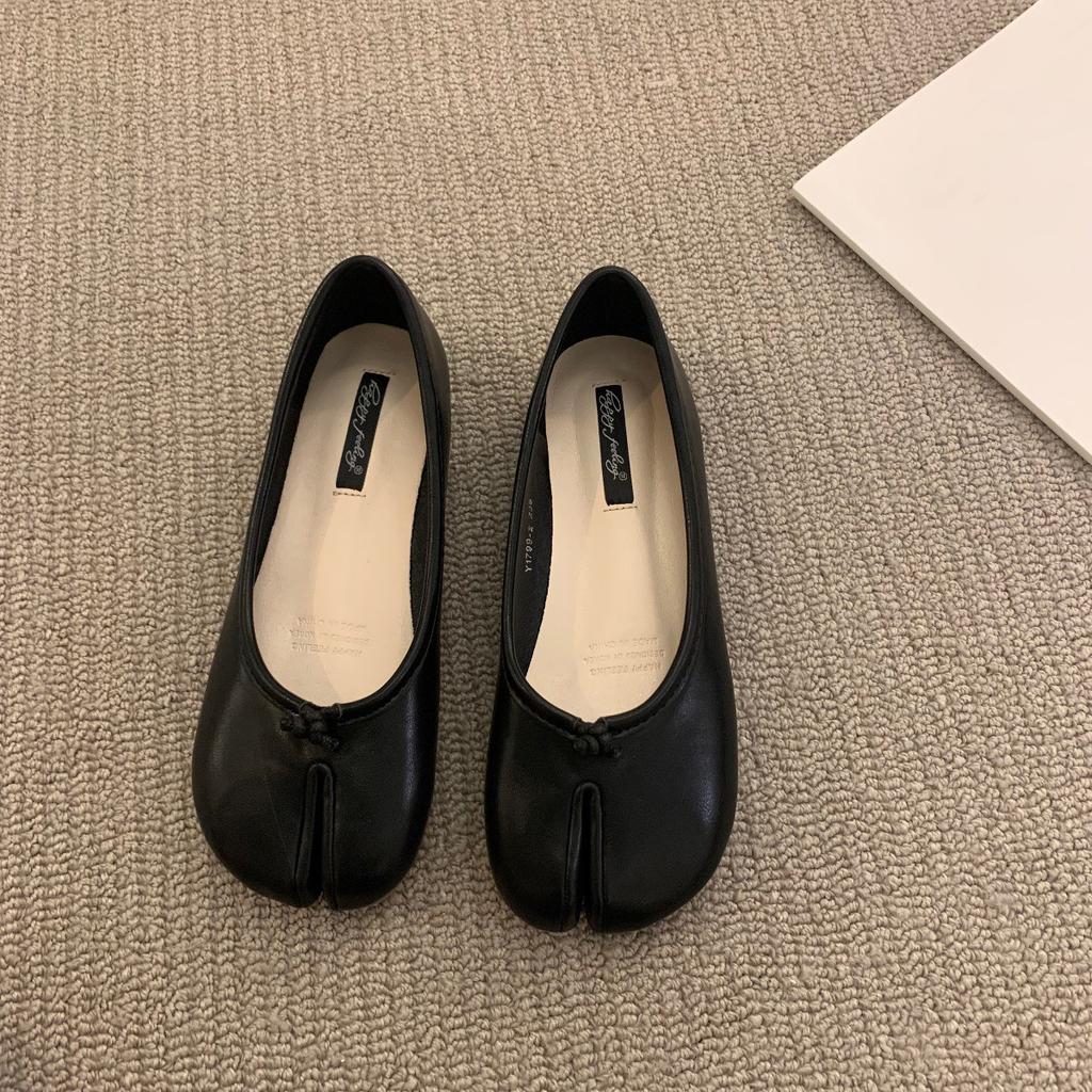Tabis Ninja Boty Černé Puntíkované Baleríny Dělená Špička Mokasíny s Mašlí Dámské Mary Janes Baleríny Zapato Mujer