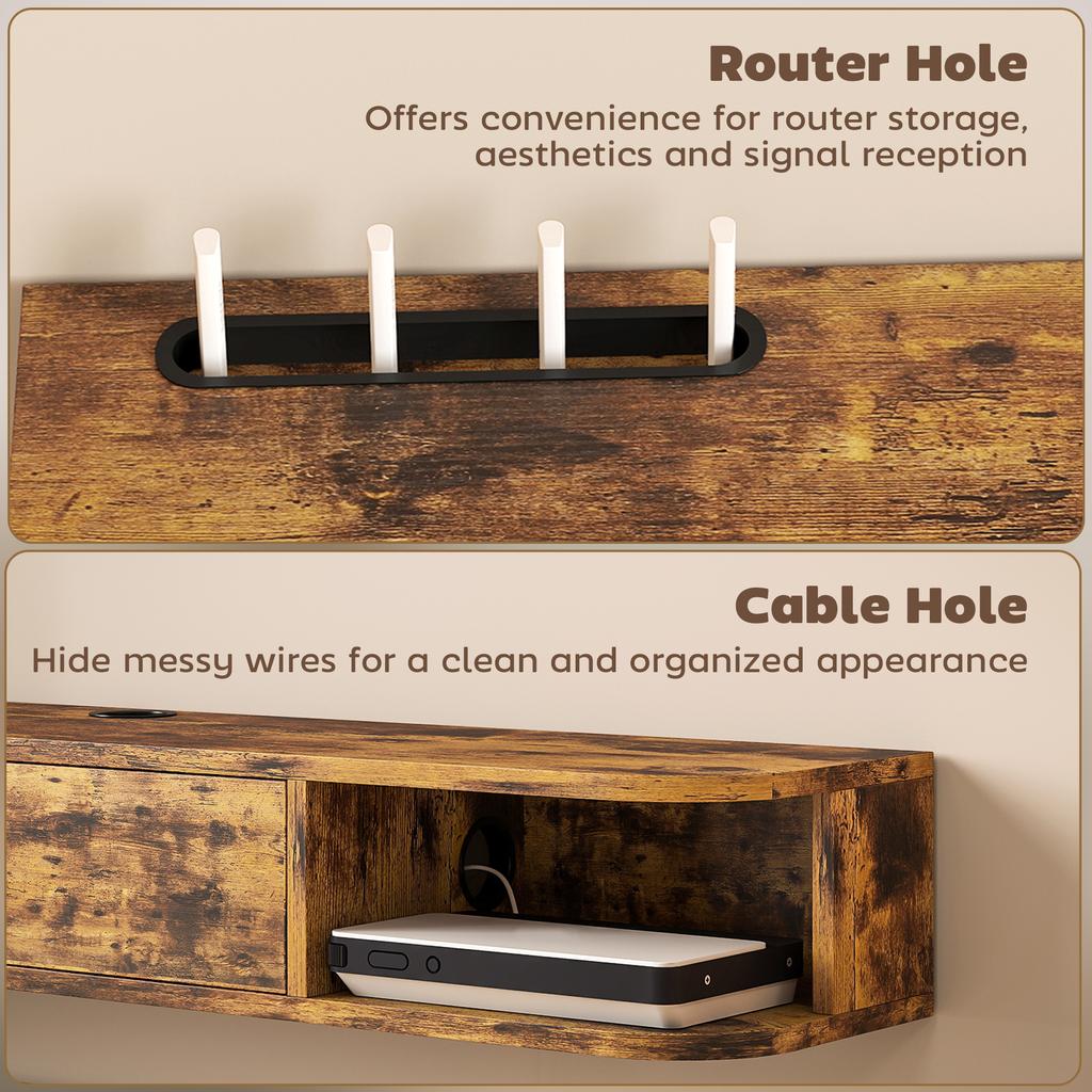 120 Cm Floating Tv Unit For Tvs Up To 50 Inch Rustic Brown