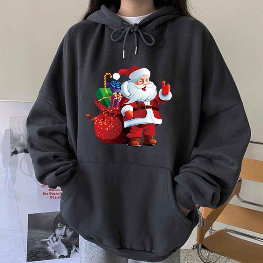 Ladies' Autumn And Winter Christmas, The New Santa Claus Carrying Christmas Gifts, The Shoulder-Length Pullover And Hooded Sweater.
