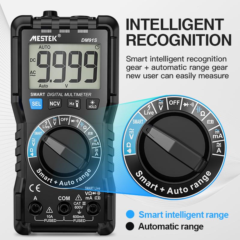 NCV Digital Multimeter 2000 Counts AC/DC Voltage Multimeters Flash Light Large Screen DM91 Multimetro tester
