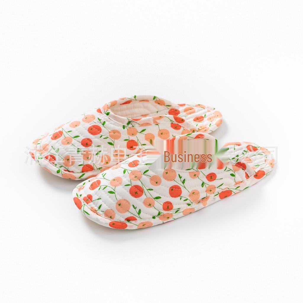 Silent Pure Cotton Closed-Toe Slippers: Washable, Four Seasons, Slip-Resistant Cloth Bottom for Couples
