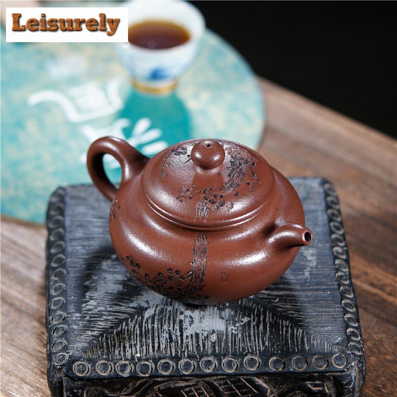 260ml Yixing Purple Clay Teapots Handmade Antique Pot Raw Ore Dragon's Blood Sand Mud Tea Soaking Kettle Infuser Zisha Tea Set