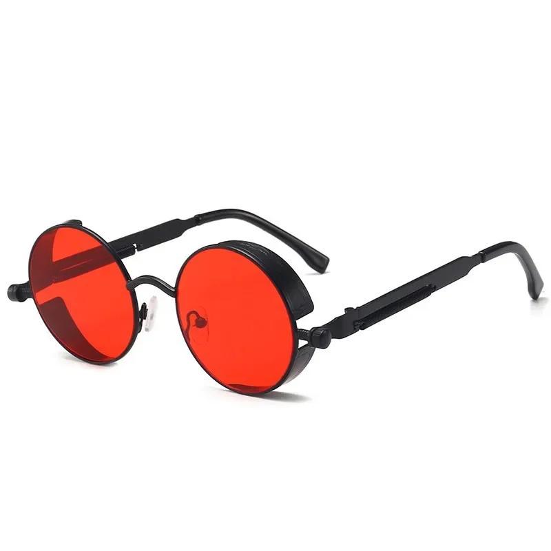 Metal Punk Sunglasses Men Women Vintage Round Designer Brand Fashion Sun Glasses High Quality Lentes De Sol Hombre
