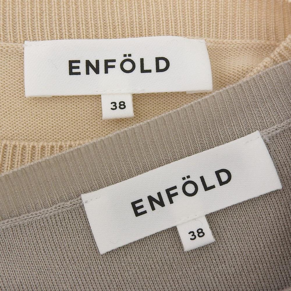 ENFOLD Beautiful layered knit pullover top for women, multicolored, beige, gray, and red, size 38, 2022AW tops M multicolorUsed