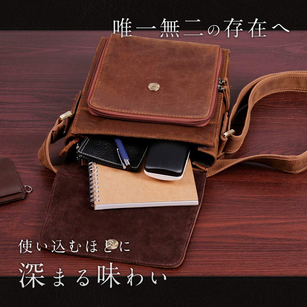NICE SELECTION Genuine Leather Shoulder Crossbody Messenger for and More Men's Bag, Bag, Bag, Commuting, School, (Regular, Brown)