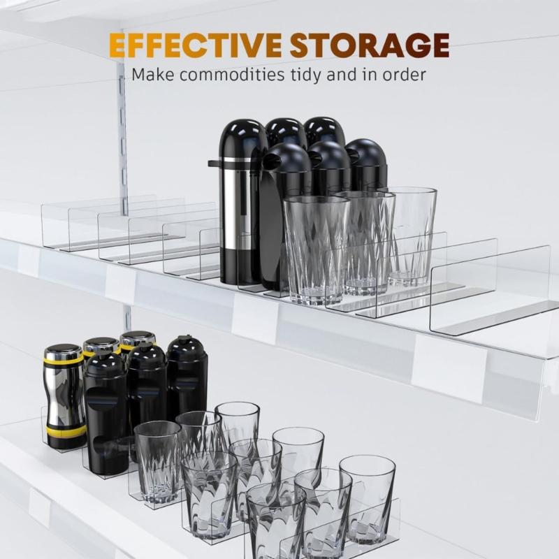 6 Pieces Acrylic Shelf Separators Shelf Organizers Dividers Clear and L Shape Design For Storage Cabinet And Display