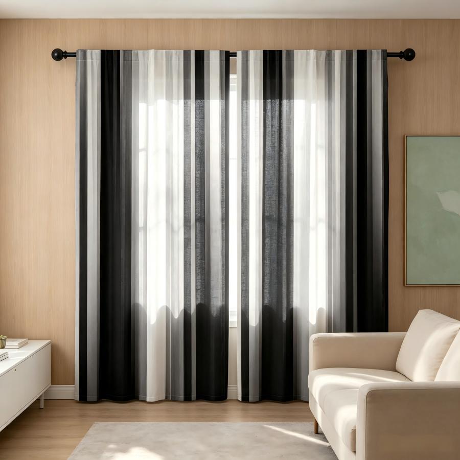 2 STUKS Zwart Grijs Verloop Digitale Print Gordijnen Boheemse Raambekleding voor Woonkamer Slaapkamer Huisdecoratie 60x150&Rod pocket &2 panels