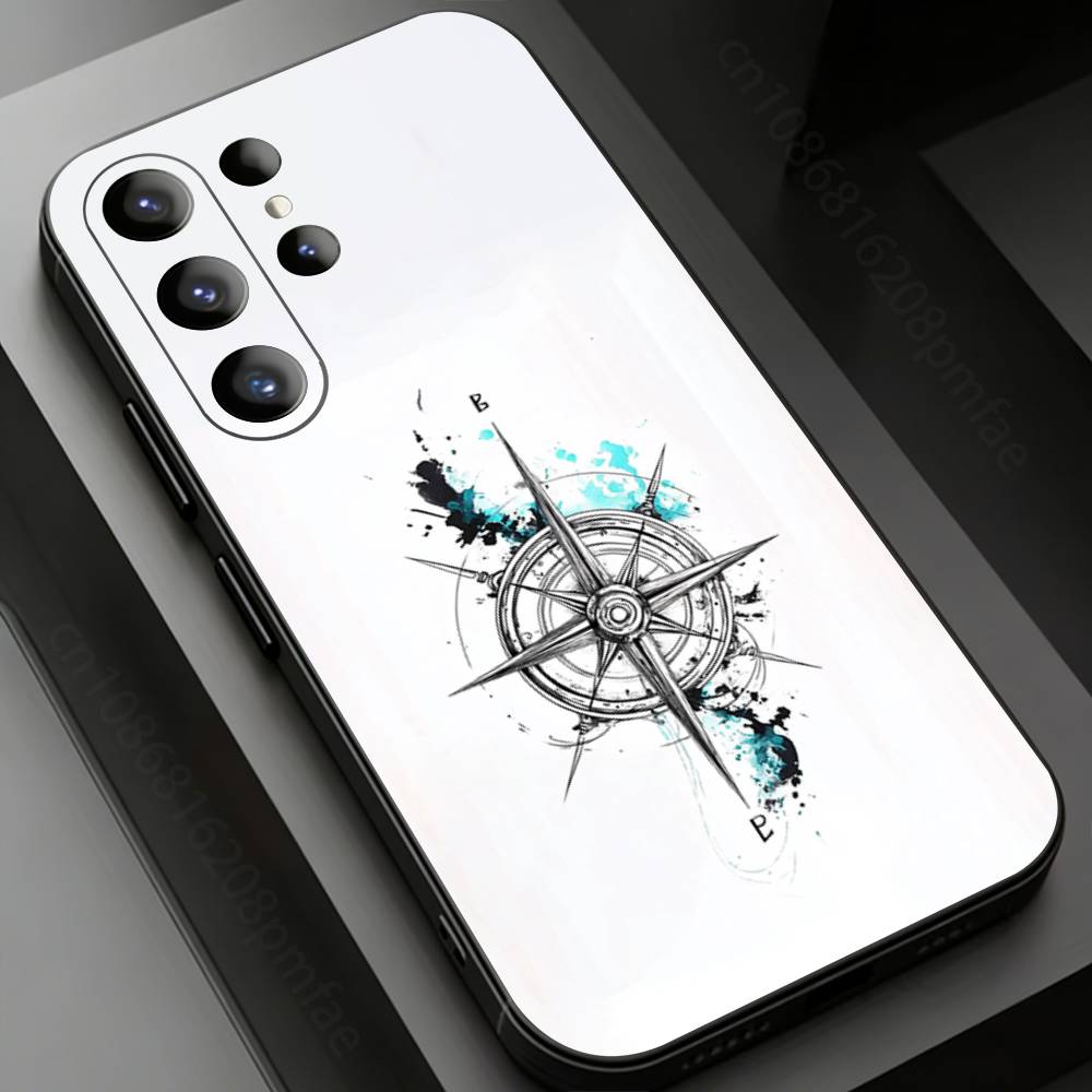Compass Phone case for Samsung Galaxy S24,25,26,23 22,21,S20 Plus Ultra FE soft fundas cases