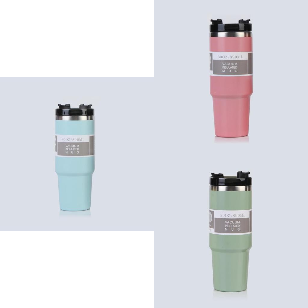 Stylish Modern Vacuum Insulated Car Cup With Straw And Handle 30oz 20oz