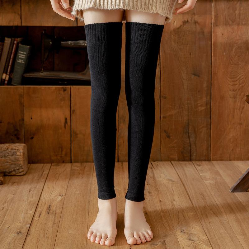 1 paire de bas d'hiver tricotés pour femmes, Protection des jambes, chauds, résistants au froid, élastiques, antidérapants, chauds, doux, ajustés, jambières, chaussettes de cuisse, couvre-pieds