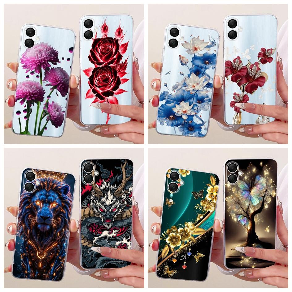 For Samsung Galaxy A06 4G Case SM-A065F New Fashion Flowers Clear Silicone Soft Cover For Samsung A07 2025 A 07 GalaxyA07 Fundas