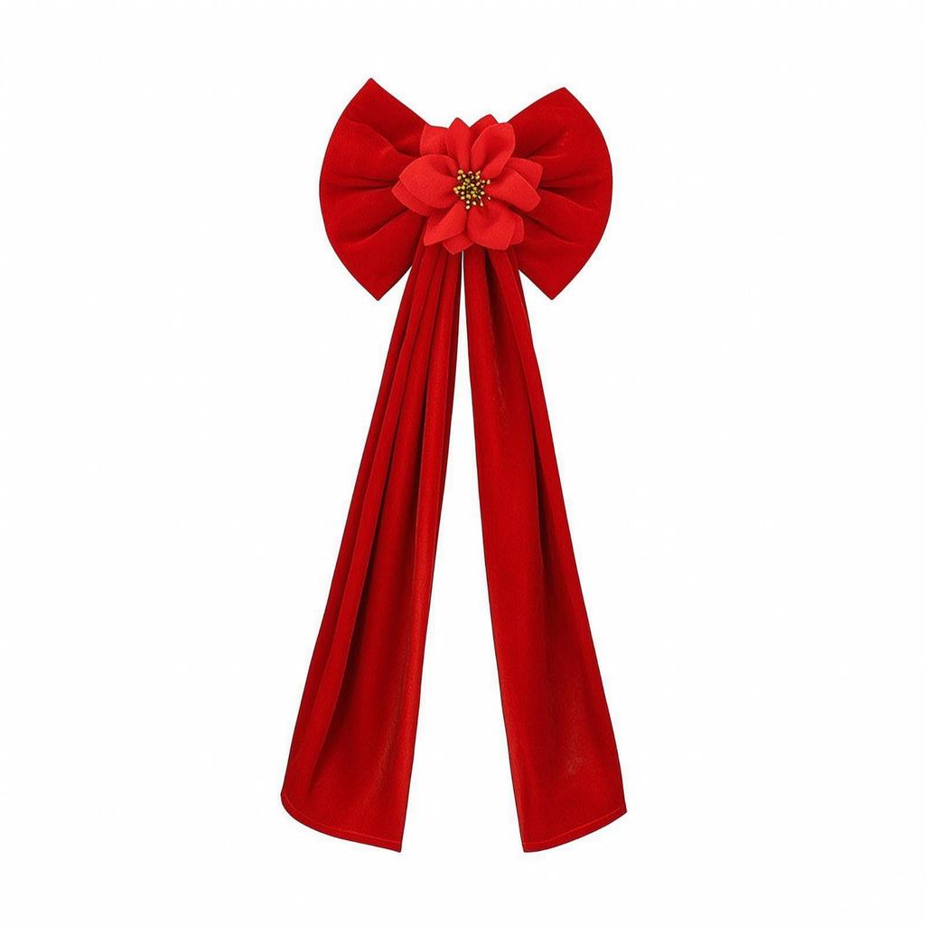 Velvet Christmas Bow Pre-Tied Tree Bows Red for Wedding Backdrop
