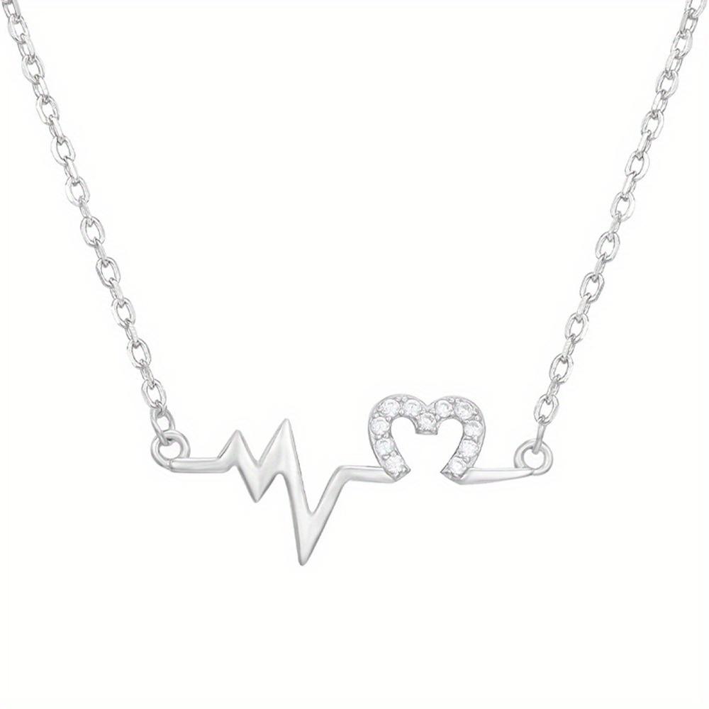 

1 шт. Ожерелье с полым сердцем, креативная электрокардиограмма серебряный