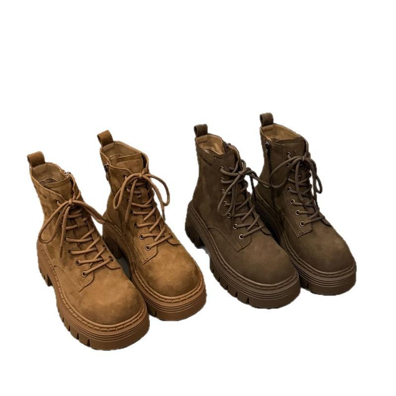British Martin boots women's autumn 25 new high-heeled retro short boots thick-soled with skirts popular big yellow boots women