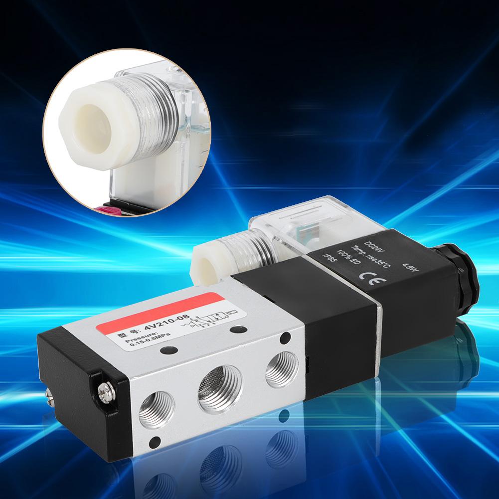 2 Position 5 Way Aluminum Alloy Pneumatic Solenoid Valve Pneumatic Piping Equipment (24V)