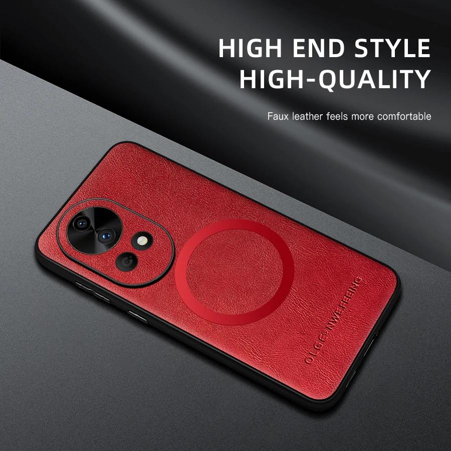 For Huawei Nova 12 12 Pro 12 Ultra 12S PU Leather Magnetic Ring Soft Edge Anti-Drop Anti-Fingerprint Phone Case