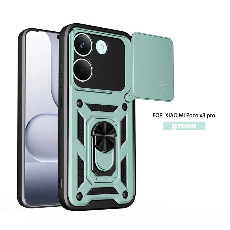 Funda For Xiaomi Poco X8 Pro 5G Case Armor Slide Lens Protector Ring Stand Back Cover For Pocco Poko Little X8Pro PocoX8pro Capa