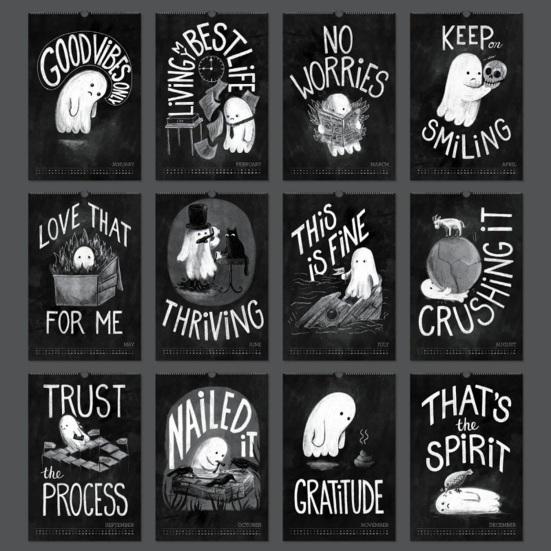 Existential Dead 2026 Halloween Calendar Gothic Ghost Art Decor Festive Home Halloween Party Decoration