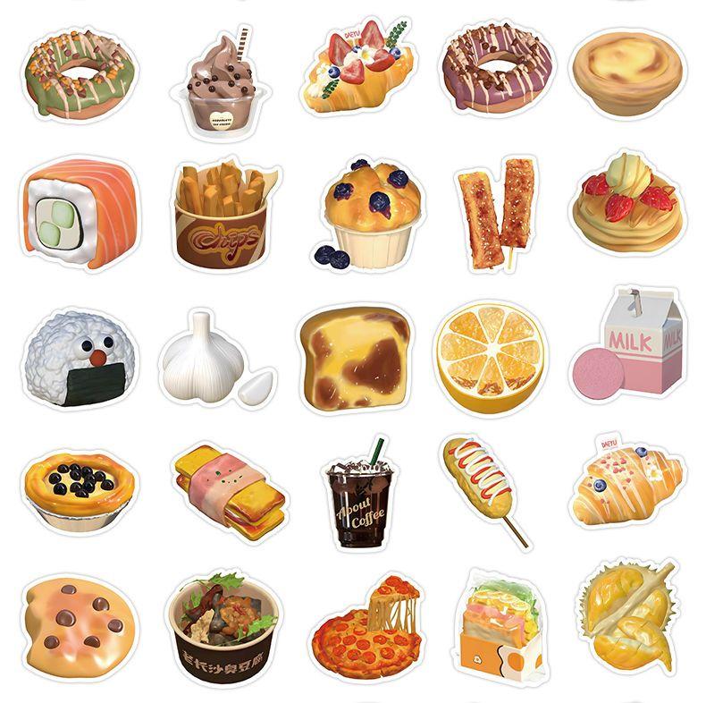 58ks vodotěsných nálepek na potraviny pro zdobení pouzder na notebooky a telefony