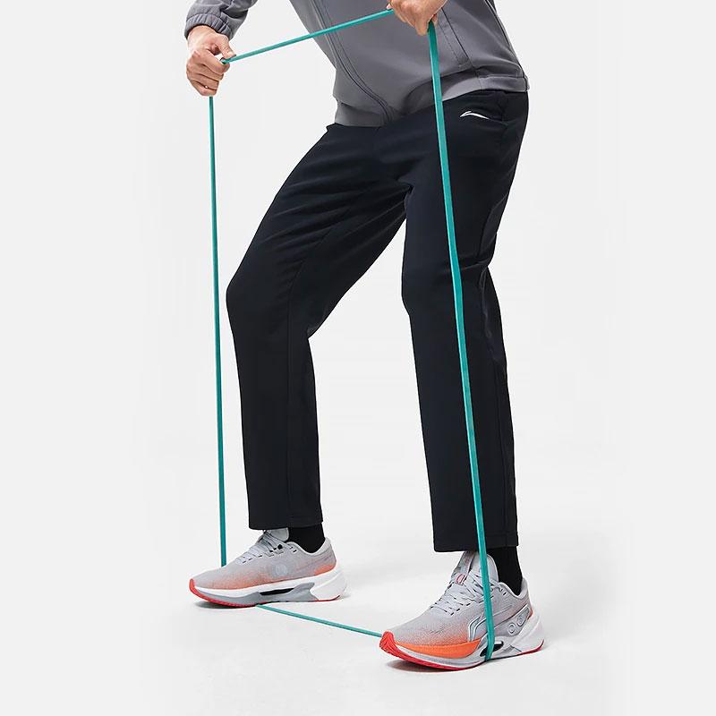 Li Ning Fitness Series Solid Color Straight Leg Fleece Warm Water Resistant Knitted Sports Pants Men pants Black AYKT647-1