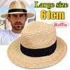61cm 63cm Großer Kopf Natürlicher Raffia Sonnenhut Sommerurlaub Sonnenschutz UV UPF 50+ Strandhut Große Größe Panama Jazz Strohhut